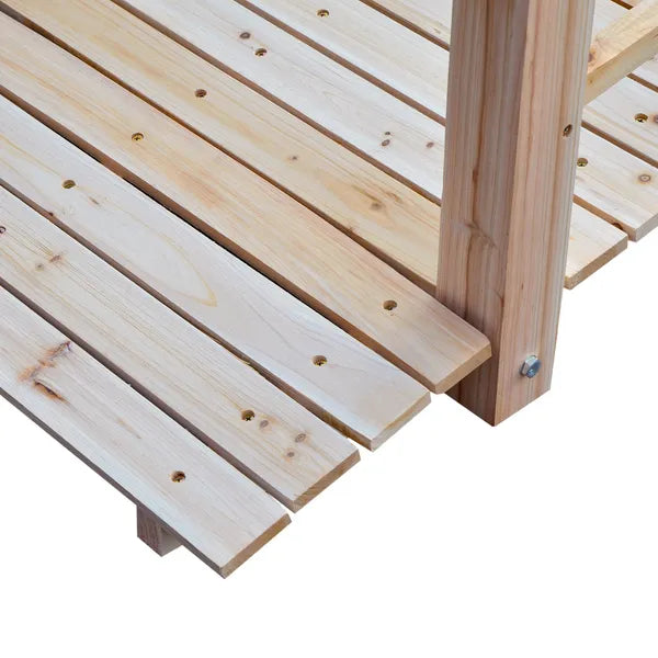 Outsunny 5 Ft Wooden Garden Bridge Arc Footbridge with Railings for your Backyard, Natural Wood - product image 9