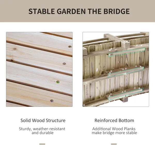 Outsunny 5 Ft Wooden Garden Bridge Arc Footbridge with Railings for your Backyard, Natural Wood - product image 6
