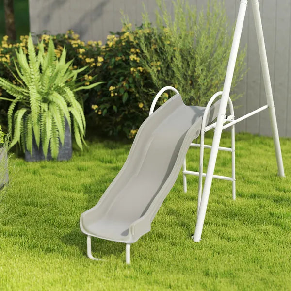 5 in 1 Kids Swing Set for Backyard with Heavy-Duty A-Frame Stand, Saucer Swing, Slide, Seesaw, Glider, Swing Seat, Gray - product image 9