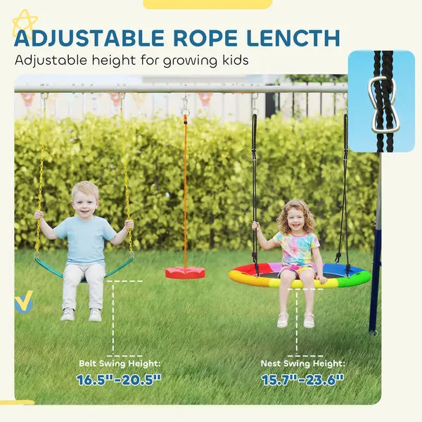 Qaba 5-in-1 Kids Swing Set with Slide, Swings and Glider for Backyard, 770lbs Capacity, for Ages 3-8, Mixed Color - product image 6