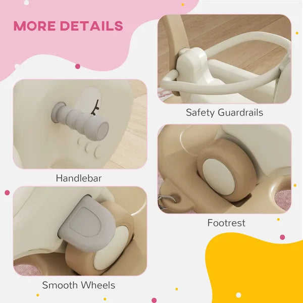 5 in 1 Rocking Horse for Toddlers 1-6 Years with Detachable Balance Board, Push Handle, Footrest, Cream White - product image 7