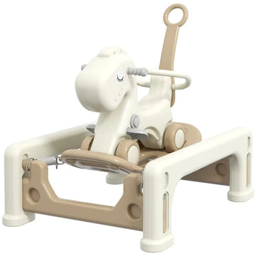 5 in 1 Rocking Horse for Toddlers 1-6 Years with Detachable Balance Board, Push Handle, Footrest, Cream White - product image 1