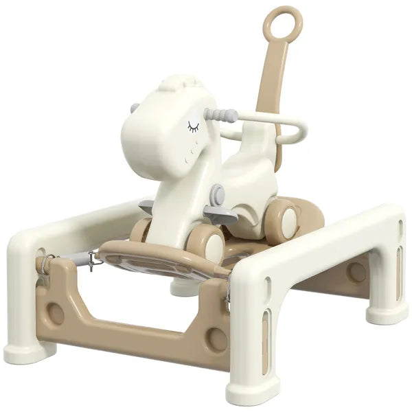 5 in 1 Rocking Horse for Toddlers 1-6 Years with Detachable Balance Board, Push Handle, Footrest, Cream White - product image 1