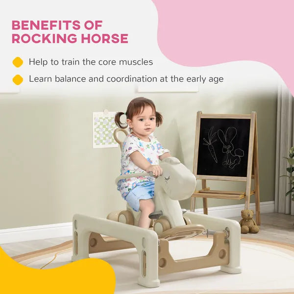 5 in 1 Rocking Horse for Toddlers 1-6 Years with Detachable Balance Board, Push Handle, Footrest, Cream White - product image 5