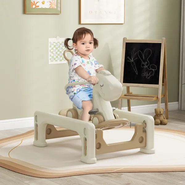 5 in 1 Rocking Horse for Toddlers 1-6 Years with Detachable Balance Board, Push Handle, Footrest, Cream White - product image 10