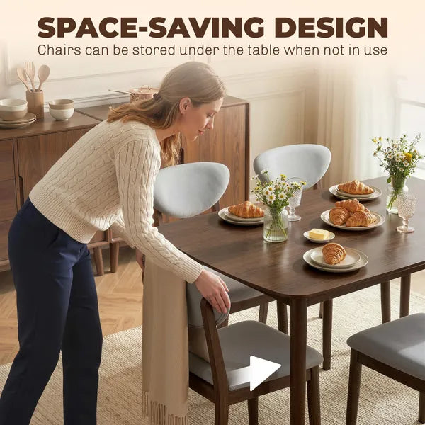 HOMCOM 5-Piece Dining Table Set for 4, Mid-Century Modern Kitchen Table and Chairs, Light Gray - product image 6