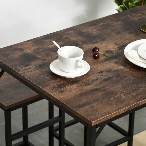 5-Piece Dining Table Set, Industrial Bar Table and 4 Stools, Space-Saving, Rustic Brown/Black for Pub and Kitchen - product image 11