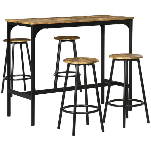 5 Piece Industrial Dining Set Bar Table and Round Stools Metal Frame for Pub Dining Room - product image 11