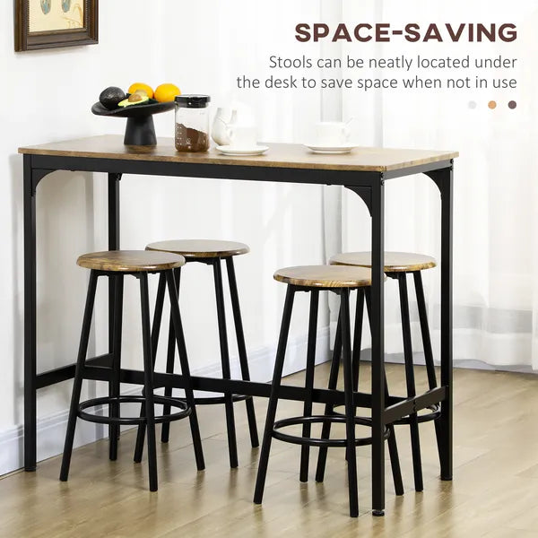 5 Piece Industrial Dining Set Bar Table and Round Stools Metal Frame for Pub Dining Room - product image 5