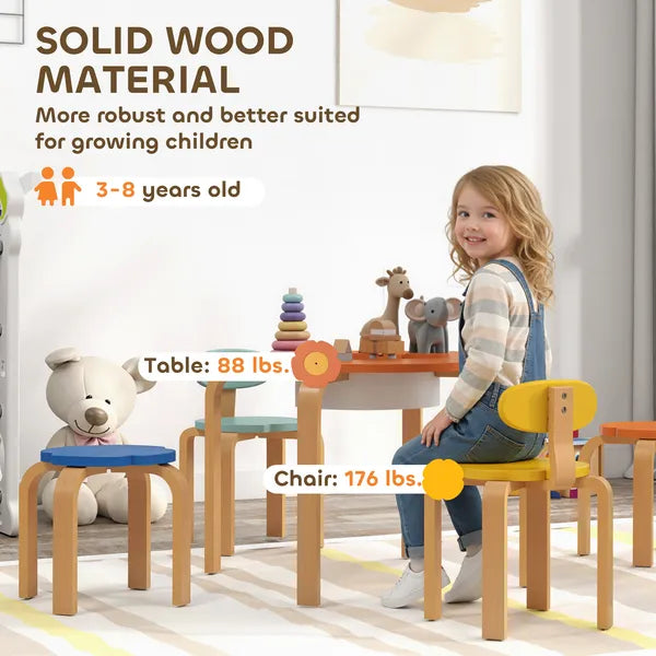 5 Piece Kids Table and Chairs Set, Toddler Table and Chair Set with Built-in Storage, for Nursery, Living Room, Playroom - product image 6