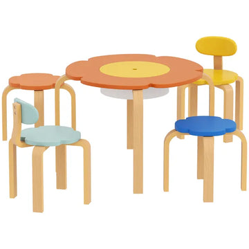 5 Piece Kids Table and Chairs Set, Toddler Table and Chair Set with Built-in Storage, for Nursery, Living Room, Playroom - product image 1