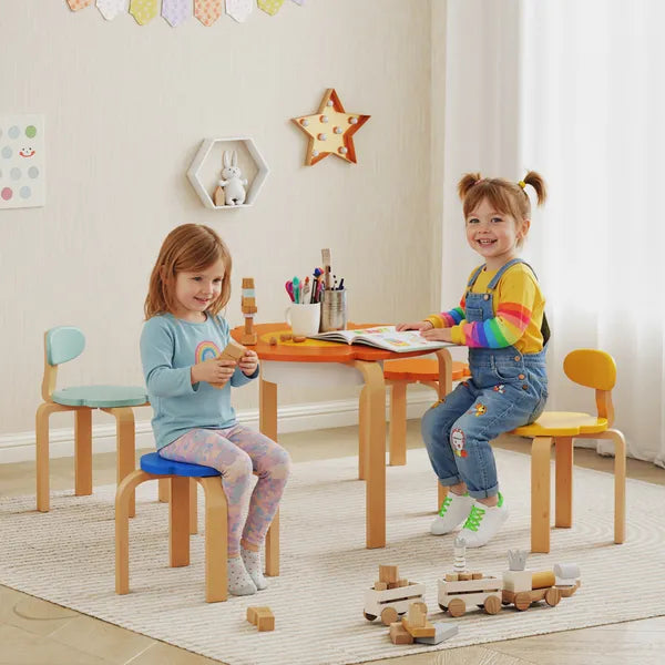 5 Piece Kids Table and Chairs Set, Toddler Table and Chair Set with Built-in Storage, for Nursery, Living Room, Playroom - product image 2