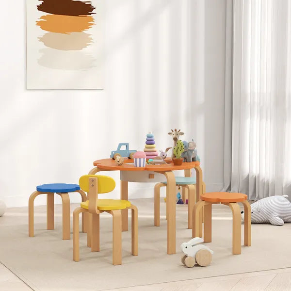 5 Piece Kids Table and Chairs Set, Toddler Table and Chair Set with Built-in Storage, for Nursery, Living Room, Playroom - product image 10