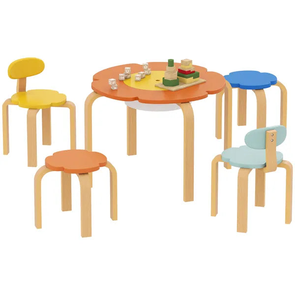 5 Piece Kids Table and Chairs Set, Toddler Table and Chair Set with Built-in Storage, for Nursery, Living Room, Playroom - product image 11