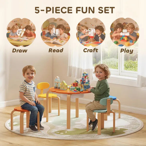 5 Piece Kids Table and Chairs Set, Toddler Table and Chair Set with Built-in Storage, for Nursery, Living Room, Playroom - product image 4
