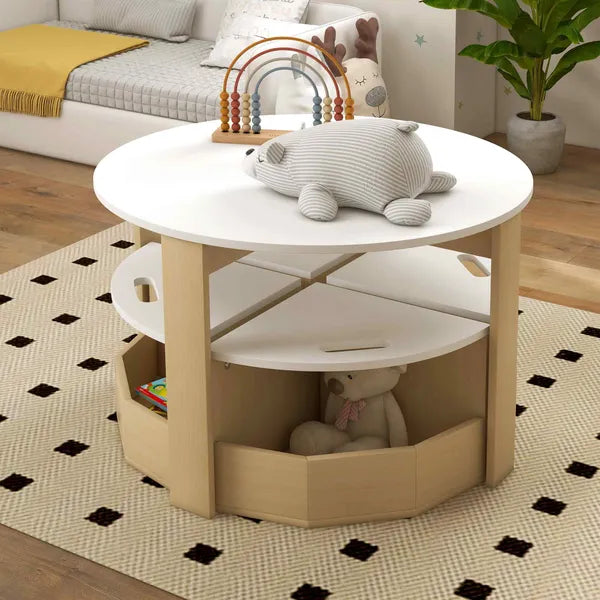 Qaba 5 Piece Kids Table and Chairs Set with Storage, White, for Art, Craft, Drawing, Playroom, Classroom, Nursery - product image 9