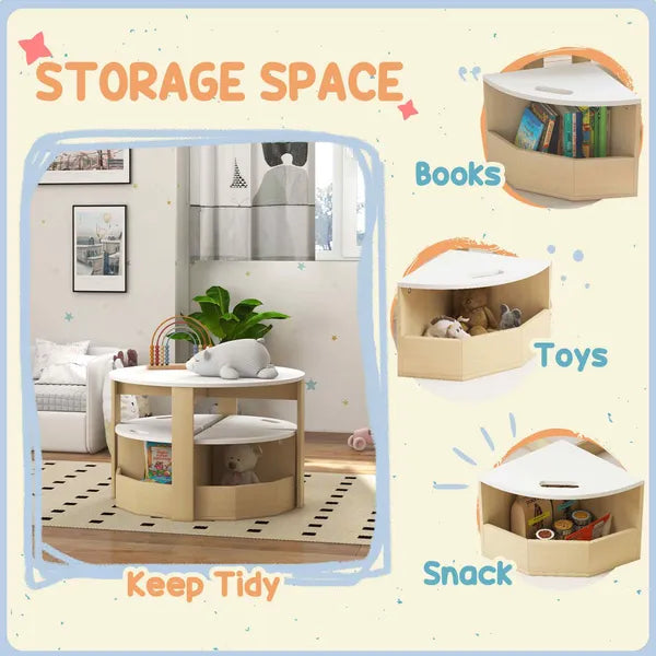 Qaba 5 Piece Kids Table and Chairs Set with Storage, White, for Art, Craft, Drawing, Playroom, Classroom, Nursery - product image 6