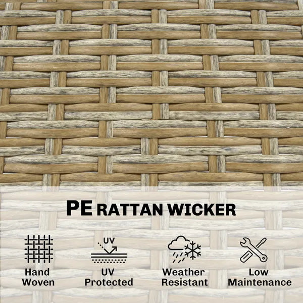 Outsunny 5 Piece Wicker Outdoor Bar Set, Acacia Wood Outdoor High Top Table and Chairs with 3 Tier Shelves, Cushions, Brown - product image 6