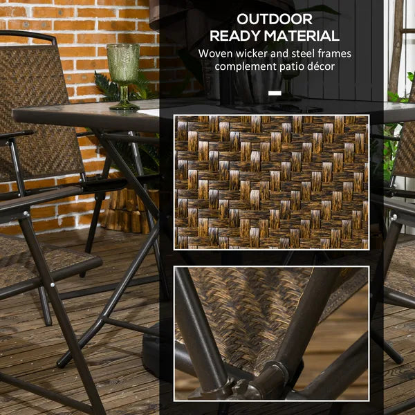 5 Pieces Patio Table and Chairs, Foldable Wicker Outdoor Dining Table Set with Umbrella Hole, Dark Brown - product image 7