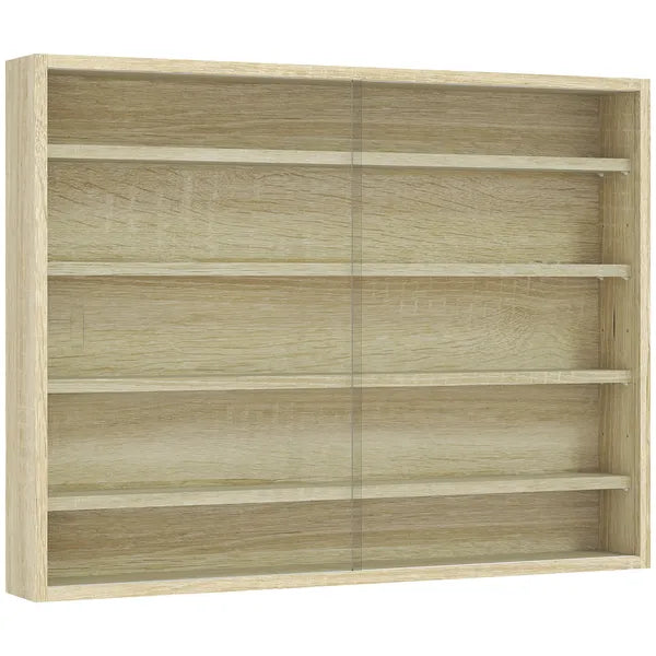 HOMCOM 5-Tier Display Cabinet, Wall-Mounted Display Case with 2 Glass Doors and Adjustable Shelves, Oak - product image 12