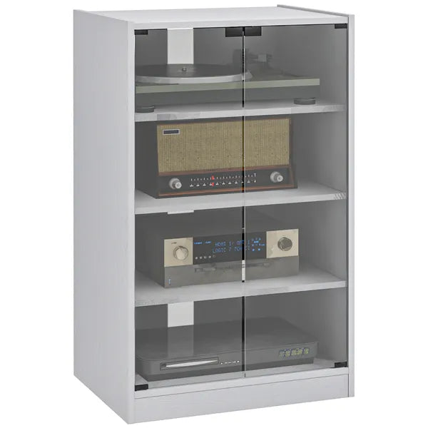 4-Tier Media Cabinet with Adjustable Shelves Tempered Glass Doors and Cable Management Distressed White - product image 11
