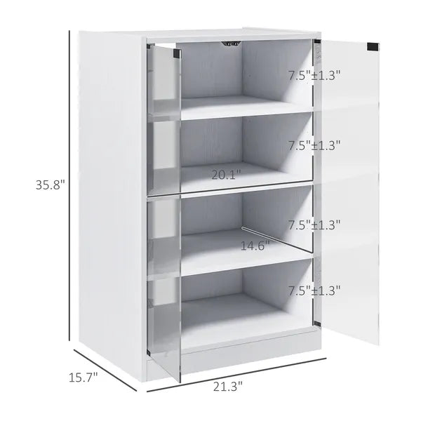 4-Tier Media Cabinet with Adjustable Shelves Tempered Glass Doors and Cable Management Distressed White - product image 3