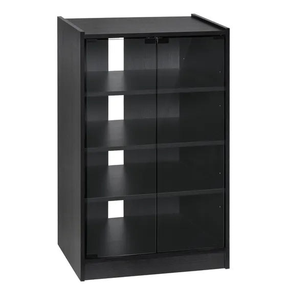 5-Tier Media Stand Cabinet with Adjustable Shelves, Tempered Glass Door for TV Gaming Consoles DVD Player Receiver, Black - product image 11
