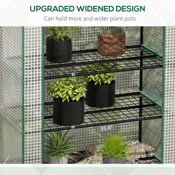 Outsunny 5 Tier Mini Greenhouse, Small Portable Greenhouse with PE Cover, Roll-Up Zippered Door, 76 Inch x 35.4 Inch x 19.3 Inch, White - product image 4