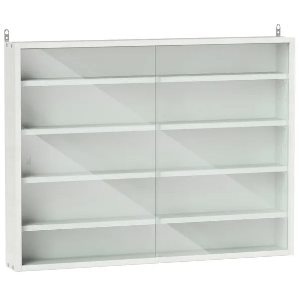 HOMCOM 5-Tier White Display Cabinet with Glass Doors and Adjustable Shelves, Wall-Mounted - product image 12