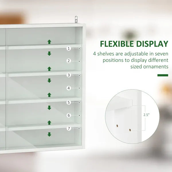 HOMCOM 5-Tier White Display Cabinet with Glass Doors and Adjustable Shelves, Wall-Mounted - product image 4