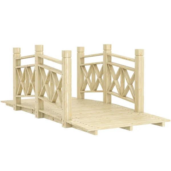 5' Wooden Garden Bridge Footbridge for Backyard Ponds, Creeks, Streams, Nature Wood - product image 11