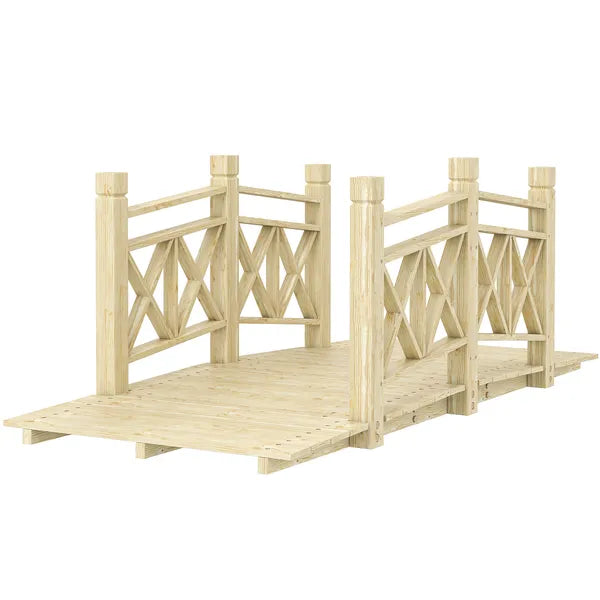 5' Wooden Garden Bridge Footbridge for Backyard Ponds, Creeks, Streams, Nature Wood - product image 1