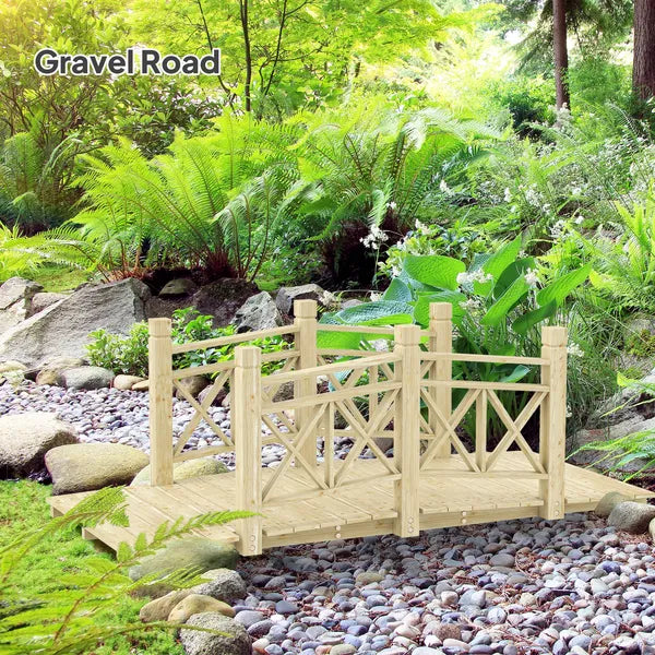 5' Wooden Garden Bridge Footbridge for Backyard Ponds, Creeks, Streams, Nature Wood - product image 7