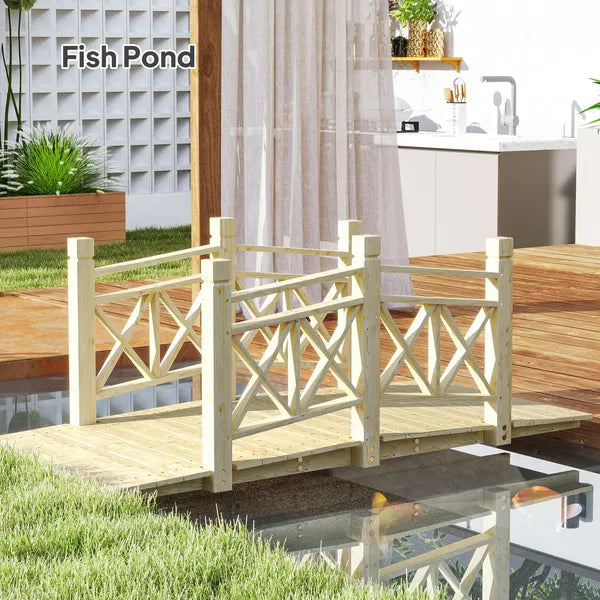 5' Wooden Garden Bridge Footbridge for Backyard Ponds, Creeks, Streams, Nature Wood - product image 8