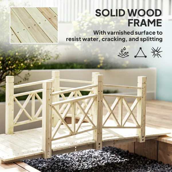 5' Wooden Garden Bridge Footbridge for Backyard Ponds, Creeks, Streams, Nature Wood - product image 5