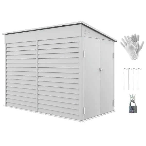 Outsunny 5' x 9' Outdoor Storage Shed, Lean to Shed with Foundation, Lockable Doors and Gloves for Patio Lawn Backyard, White - product image 1