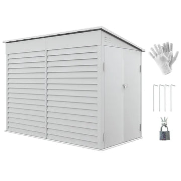 Outsunny 5' x 9' Outdoor Storage Shed, Lean to Shed with Foundation, Lockable Doors and Gloves for Patio Lawn Backyard, White - product image 1