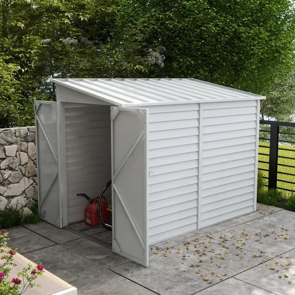 Outsunny 5' x 9' Outdoor Storage Shed, Lean to Shed with Foundation, Lockable Doors and Gloves for Patio Lawn Backyard, White - product image 10