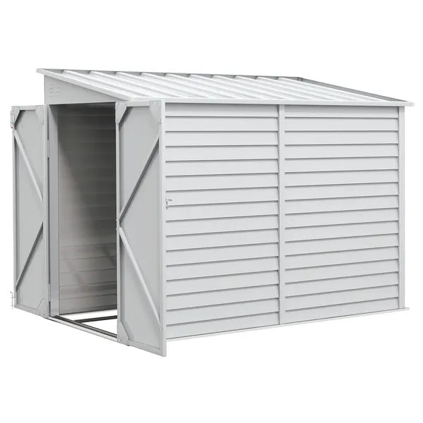 Outsunny 5' x 9' Outdoor Storage Shed, Lean to Shed with Foundation, Lockable Doors and Gloves for Patio Lawn Backyard, White - product image 11