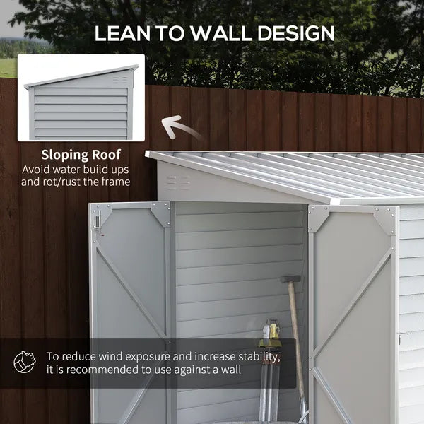 Outsunny 5' x 9' Outdoor Storage Shed, Lean to Shed with Foundation, Lockable Doors and Gloves for Patio Lawn Backyard, White - product image 6