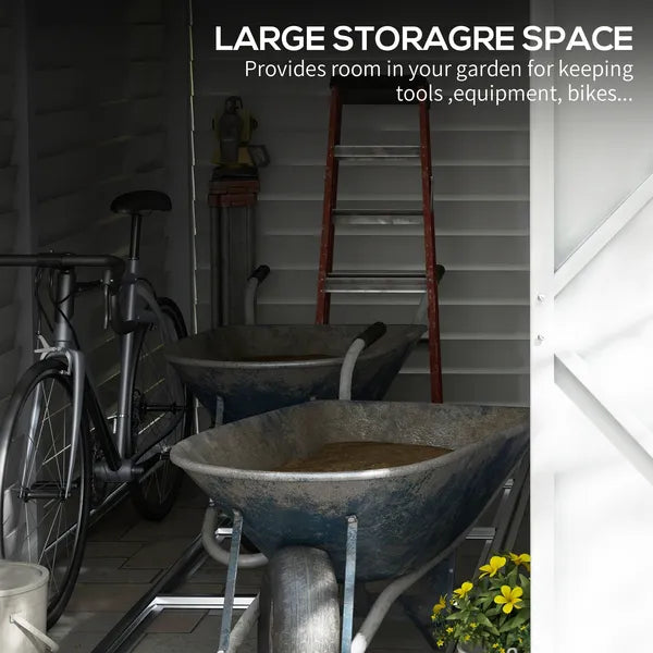 Outsunny 5' x 9' Outdoor Storage Shed, Lean to Shed with Foundation, Lockable Doors and Gloves for Patio Lawn Backyard, White - product image 4