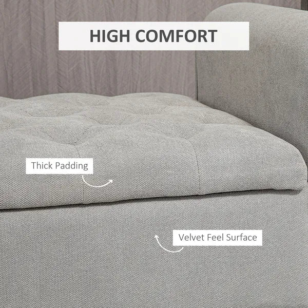 HOMCOM 50 Inches Storage Ottoman Bench, End of Bed Storage Bench with Rolled Arms, Wood Legs, Button Tufted Storage Bench, Gray - product image 5