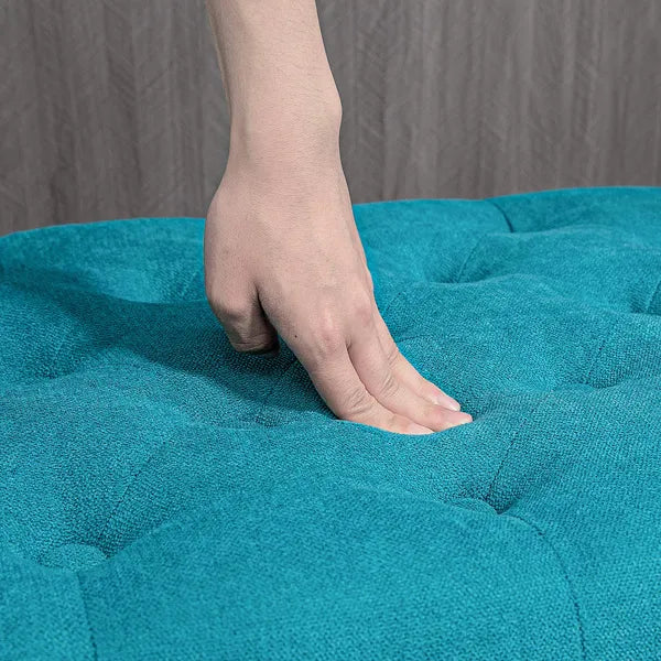 HOMCOM 50 Inches Storage Ottoman Bench, End of Bed Storage Bench with Rolled Arms, Wood Legs, Button Tufted Storage Bench, Teal - product image 9