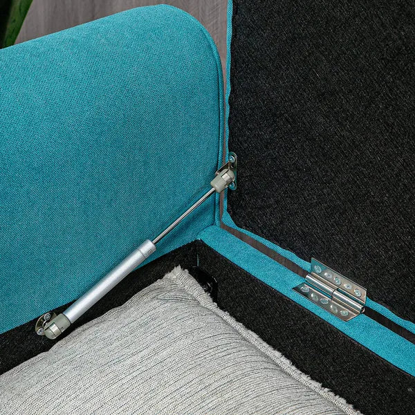 HOMCOM 50 Inches Storage Ottoman Bench, End of Bed Storage Bench with Rolled Arms, Wood Legs, Button Tufted Storage Bench, Teal - product image 8