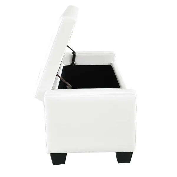 HOMCOM 50.5" Faux Leather Rectangular Tufted Storage Ottoman Bench for Living Room, Entryway, or Bedroom, White - product image 13