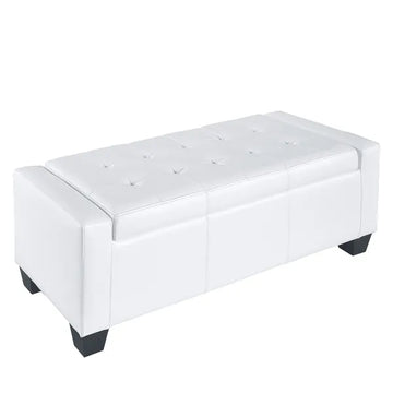 HOMCOM 50.5" Faux Leather Rectangular Tufted Storage Ottoman Bench for Living Room, Entryway, or Bedroom, White - product image 1