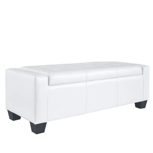 HOMCOM 50.5" Faux Leather Rectangular Tufted Storage Ottoman Bench for Living Room, Entryway, or Bedroom, White - product image 12