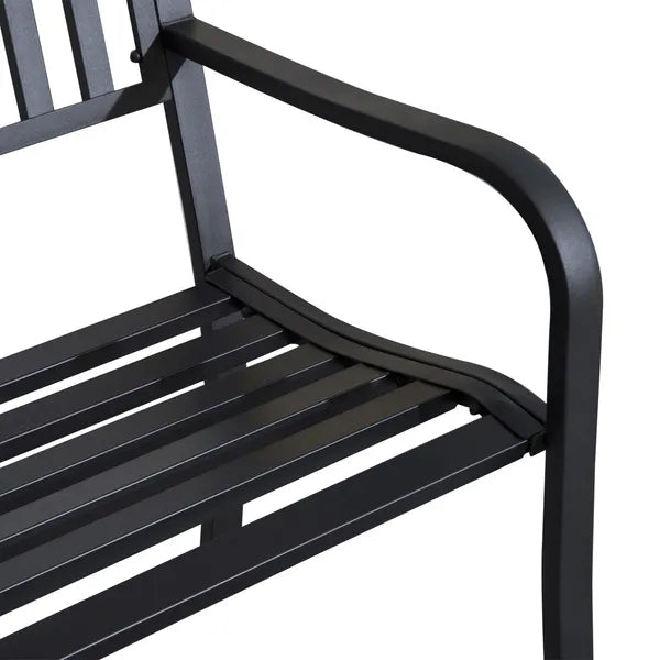 Outsunny 50 Inch 2-Person Steel Outdoor Bench with Slatted Seat Black - product image 7
