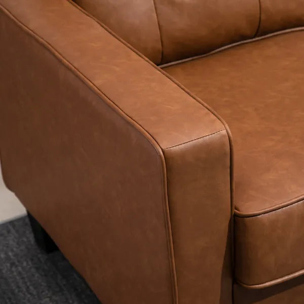 51" Brown 2-Seater Tufted Loveseat, PU Leather Double Sofa with Armrest - product image 9