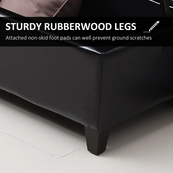 HOMCOM 51" Large Black Storage Ottoman, Rectangular Tufted Faux Leather for Living Room, Entryway, Bedroom - product image 5